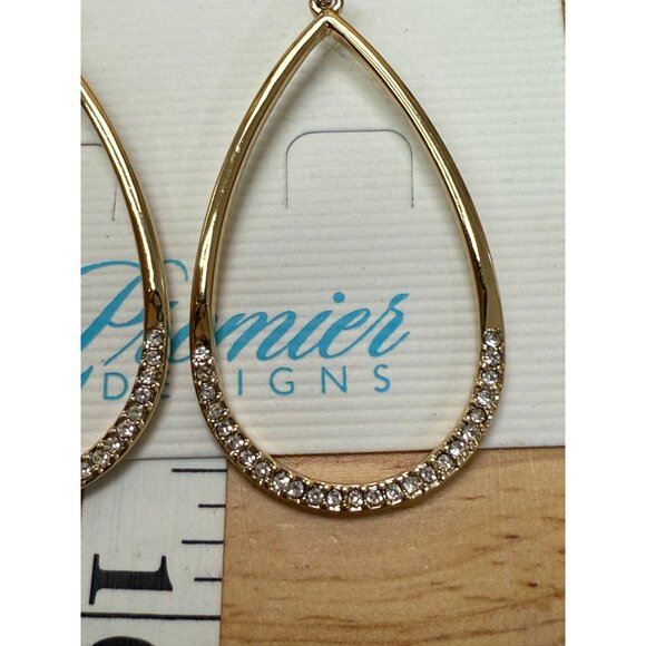 Premier Designs Gold-Tone Teardrop Earrings With Rhinestone Accents - Picture 6 of 6